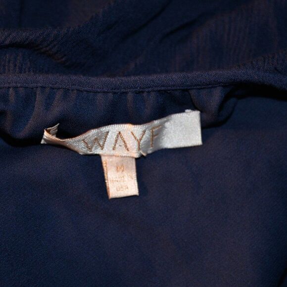 WAYF Navy Blue Open Shoulder Shift Dress Sz M - Picture 4 of 6